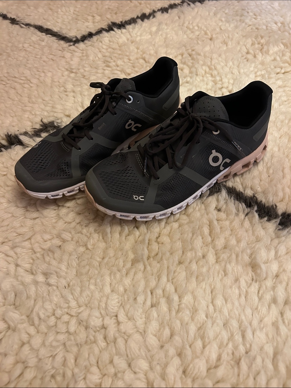 On Running Women's Athletic Sneakers - Charcoal Gray with Blush Soles